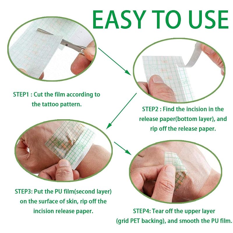 Tattoo Aftercare Bandage Roll 8" x 288" Waterproof Film - Transparent 3-Layer, Easy Cut