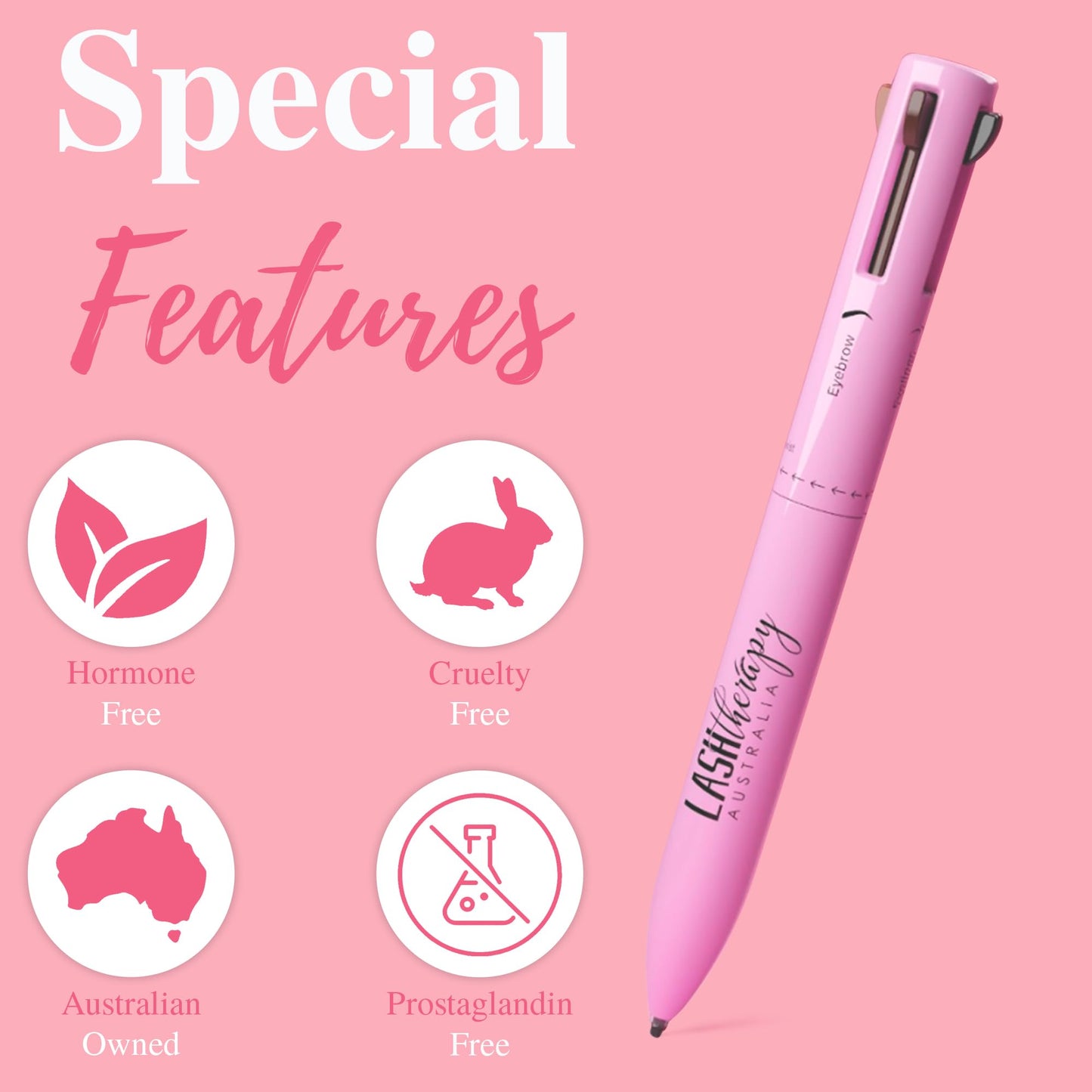 Lash Therapy Australia 4-In-1 | Makeup Pen, Lip Liner, Eyeliner, Brow Pencil & Highlighter | Compact, Travel Friendly Makeup Pen for Lips, Eyes, Brows & Face