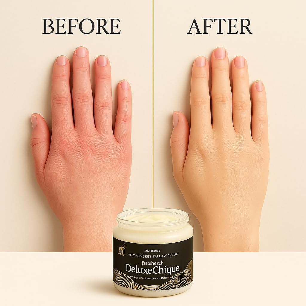 Bekirbech DeluxeChique Whipped Beef Tallow Cream – Grass-Fed Tallow Moisturizer with Hyaluronic Acid, Manuka Honey & Aloe – Lavender & Sandalwood Balm for Dry, Sensitive Skin – 4oz