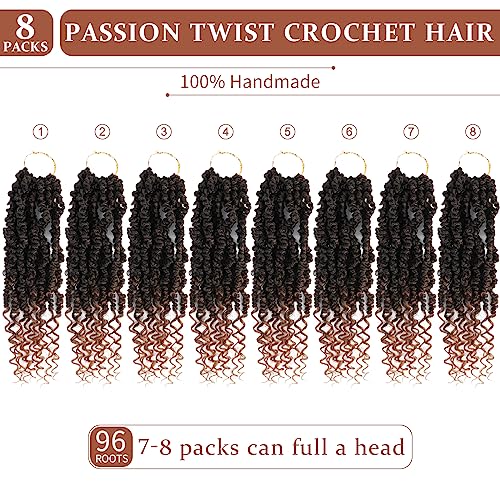 Passion Twist Crochet Hair 24 Inch T1B/30 - 8 Packs Pre-Twisted for Black Women