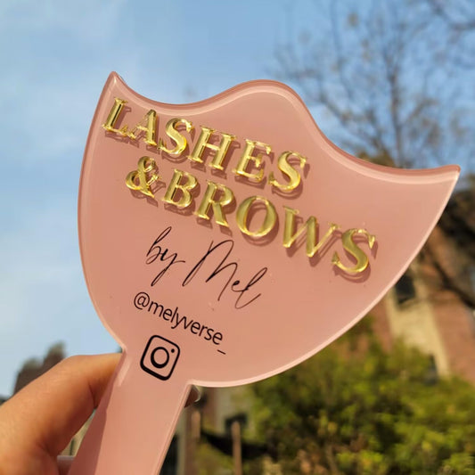 XFYSDIY Custom Mirror Prop, Custom Beauty Technician Social Media Prop, Handheld Mirror Social Media Prop, Aesthetics Props, Salon Decor, Mirrors for Lash Techs(Pink)