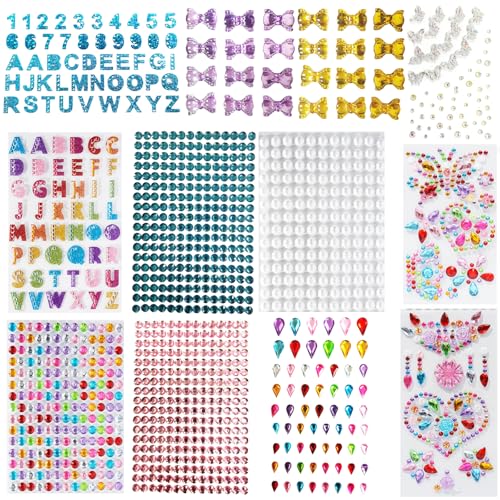Kids Travel Handheld Mirror Set with Gem Rhinestone Stickers - Bright Color, 24 Pack