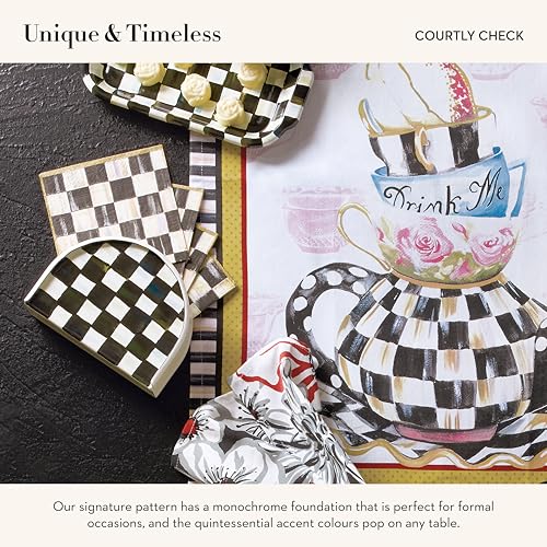 MacKenzie-Childs Enamel Napkin Holder Black & White Courtly Check - Elegant Table Decor