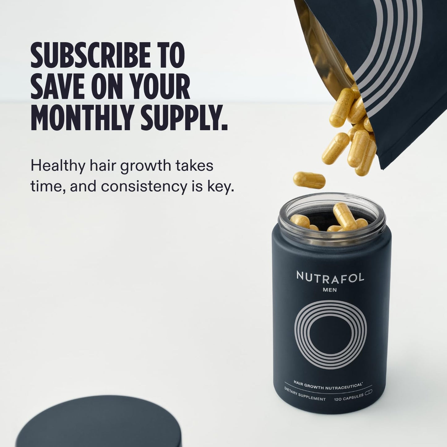 Nutrafol Men's Hair Growth Supplements, Clinically Tested for Visibly Thicker Hair and Scalp Coverage, Dermatologist Recommended - 1 Month Supply