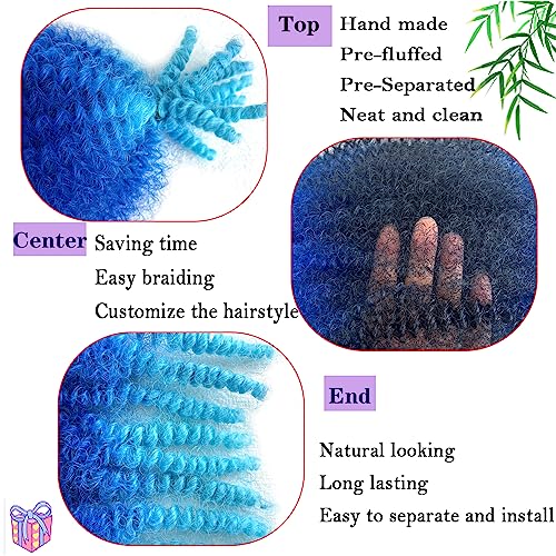 Ombre Blue Afro Twist Hair 16 Inch for Soft Locs - Pack of 8