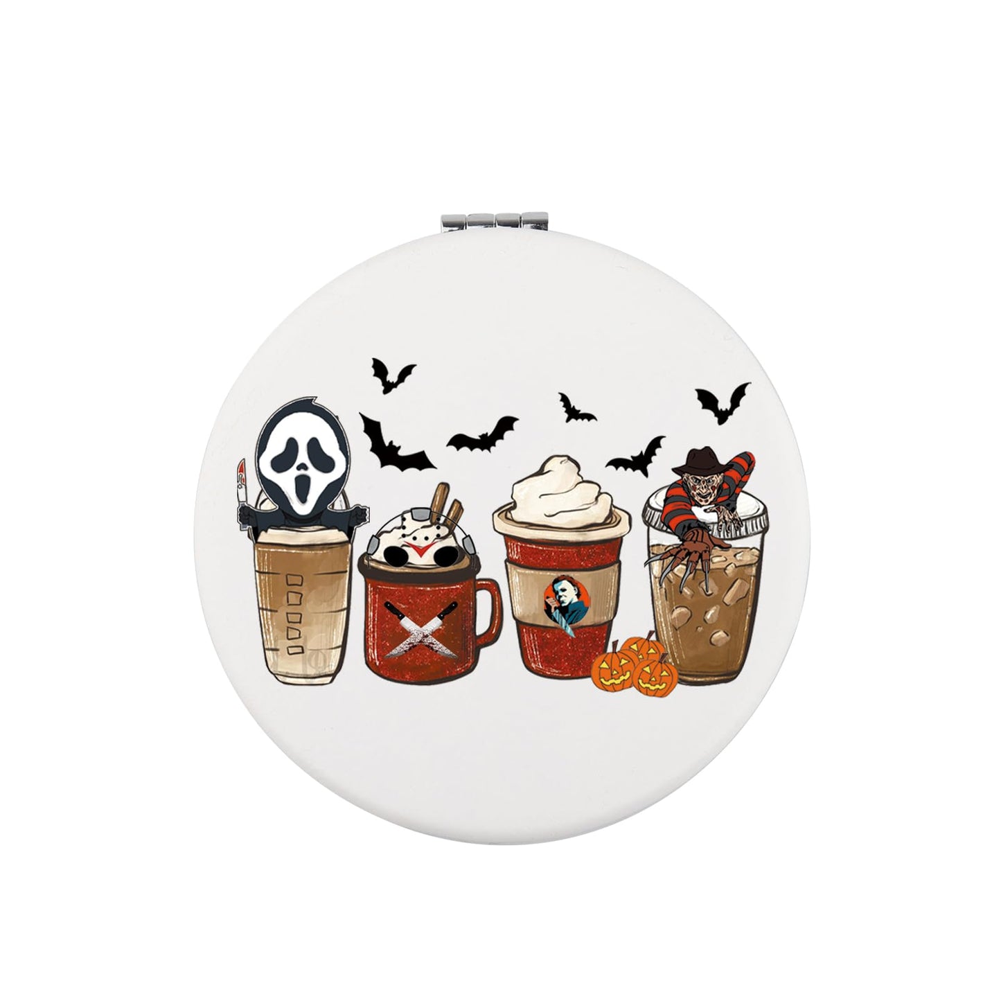 Zuo Bao Horror Coffee Makeup Mirror Halloween Party Gift Horror Movie Fan Small Sling Bag Spooky October Gift (Horror Coffee)