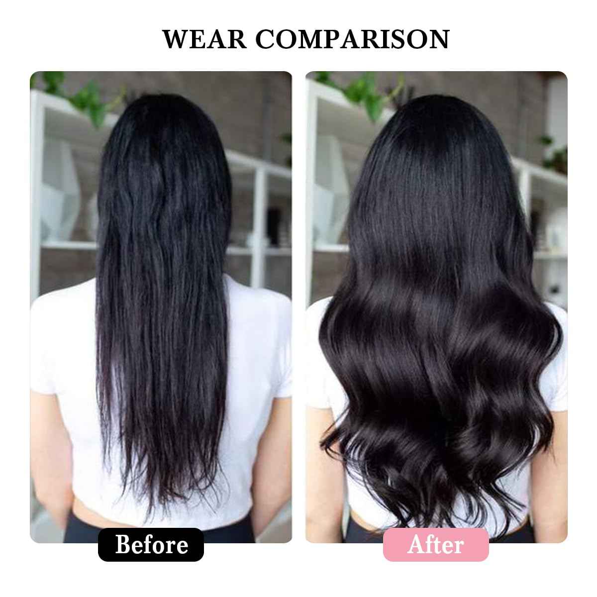 Clip in Hair Extensions Real Human Hair, 8pcs 16 Inch 10A Brazilian Virgin Remy Human Hair Clip in Extensions for Women Double Weft Invisible Seamless Human Hair Extensions Clip ins 65g Natural Black