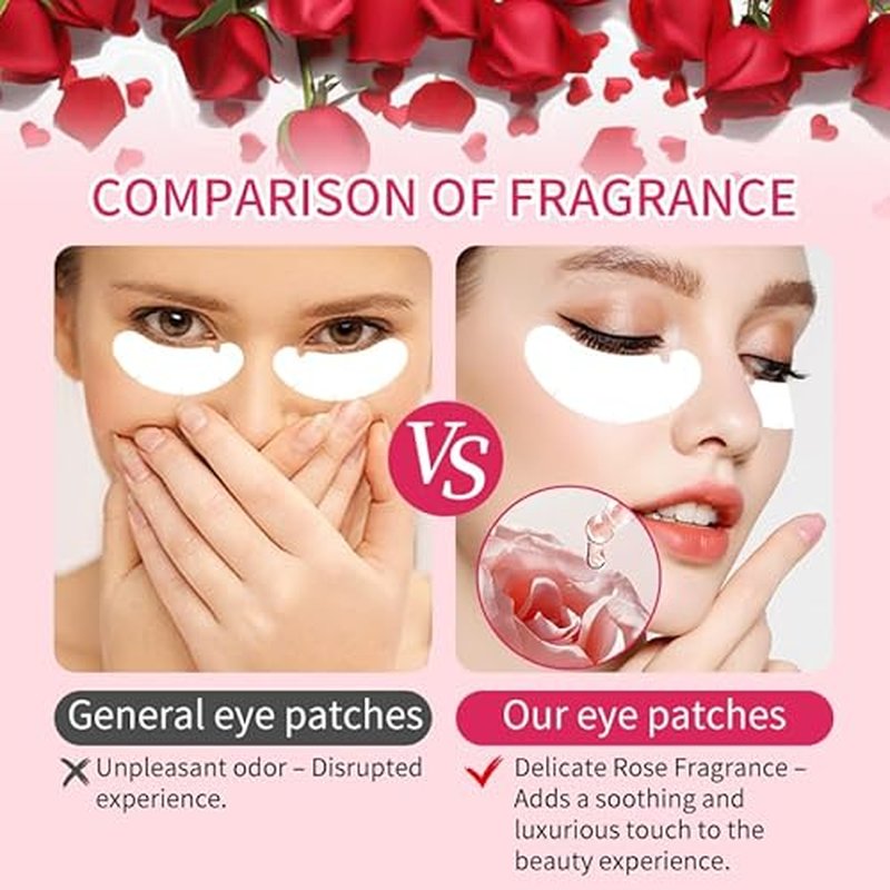 100 Pairs U-Shaped Hydrogel Eye Pads for Lash Extensions ? Ultra-White, Rose-Scented, Ultra-Thin & Anti-Allergic Under Eye Gel Patches ? Professional Eyelash Extension Supplies by ShiTianQianYe