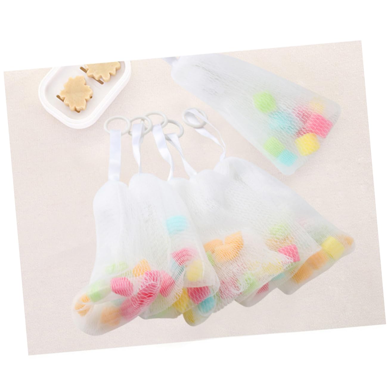 FOMIYES 5pcs Foaming Net Bags for Cleansing Convenient Hanging Mesh Sponge Pouches for Soap and Cosmetic Bubbles for Bathing and Skin Care