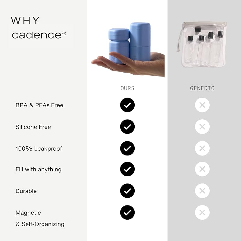 Cadence Travel Containers 3 Medium 1.32oz Sand Magnetic Leak-Proof TSA Approved