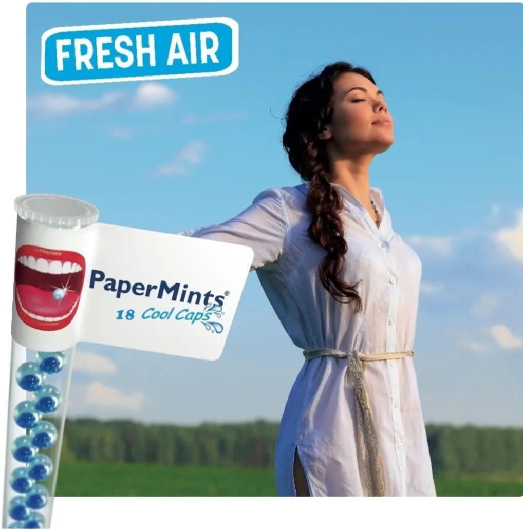 PaperMints CoolCaps - Sugar-Free Instant Fresh Breath Mints, 4 Pack (160 Capsules) for Halitosis & Dry Mouth Relief