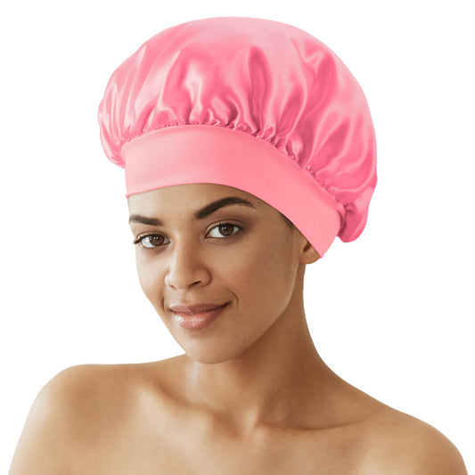 Zixsavk Silk Bonnet for Sleeping Women - Waterproof Shower & Sleep Hair Protector, Adjustable Silk Night Cap for Curly/Natural Hair