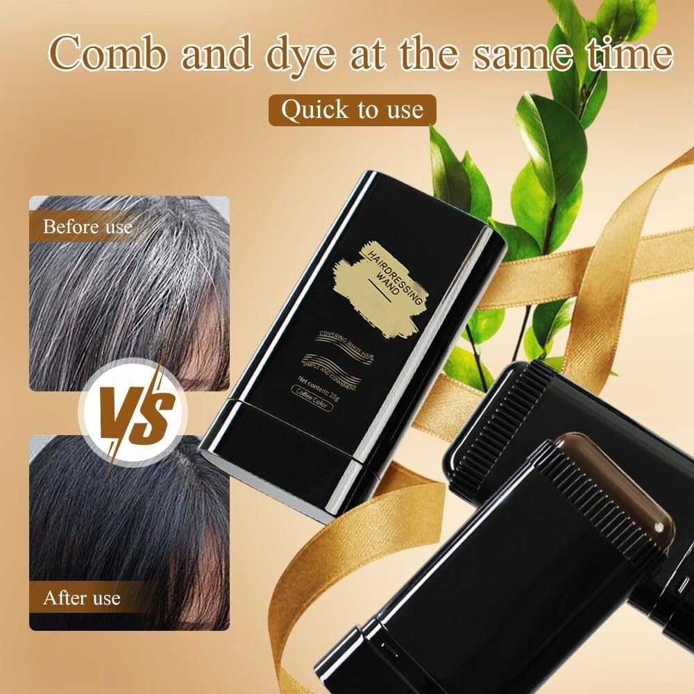 Waterproof Hair Dye Comb | Instant Gray Root Touch-Up Stick, Sweat-Proof & Travel-Friendly Hair Color Stick with Built-in Comb