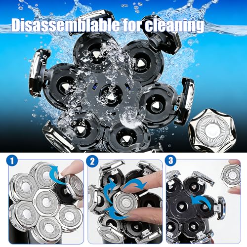 Velurie 3-Pack Silver Replacement Heads for 7D Floating Shaver - Compatible with Freebird