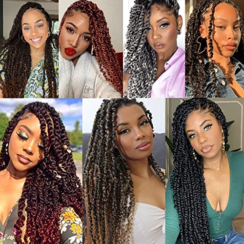 8 Inch Ombre Blue Passion Twist Hair - Water Wave Crochet Hair 22 Strands Pack - Blue Variation
