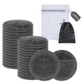 Sunland Reusable Makeup Remover Pads 3.15 Inch Round, 32 Pack with Travel & Laundry Bags - Grey