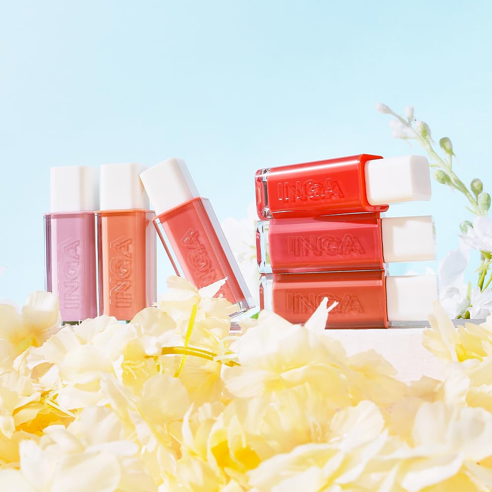 INGA Water Glow Lip Tint – [RICH SALMON] | Hydrating, Glossy Korean Lip Tint with Sheer Color & Glass-Like Shine | Long-Lasting, Non-Sticky Korean Lip Stain