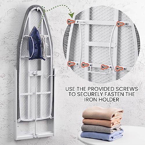 Wall-Mounted Ironing Board 36.2 x 12.2 in with Iron Holder, Gray by XABITAT