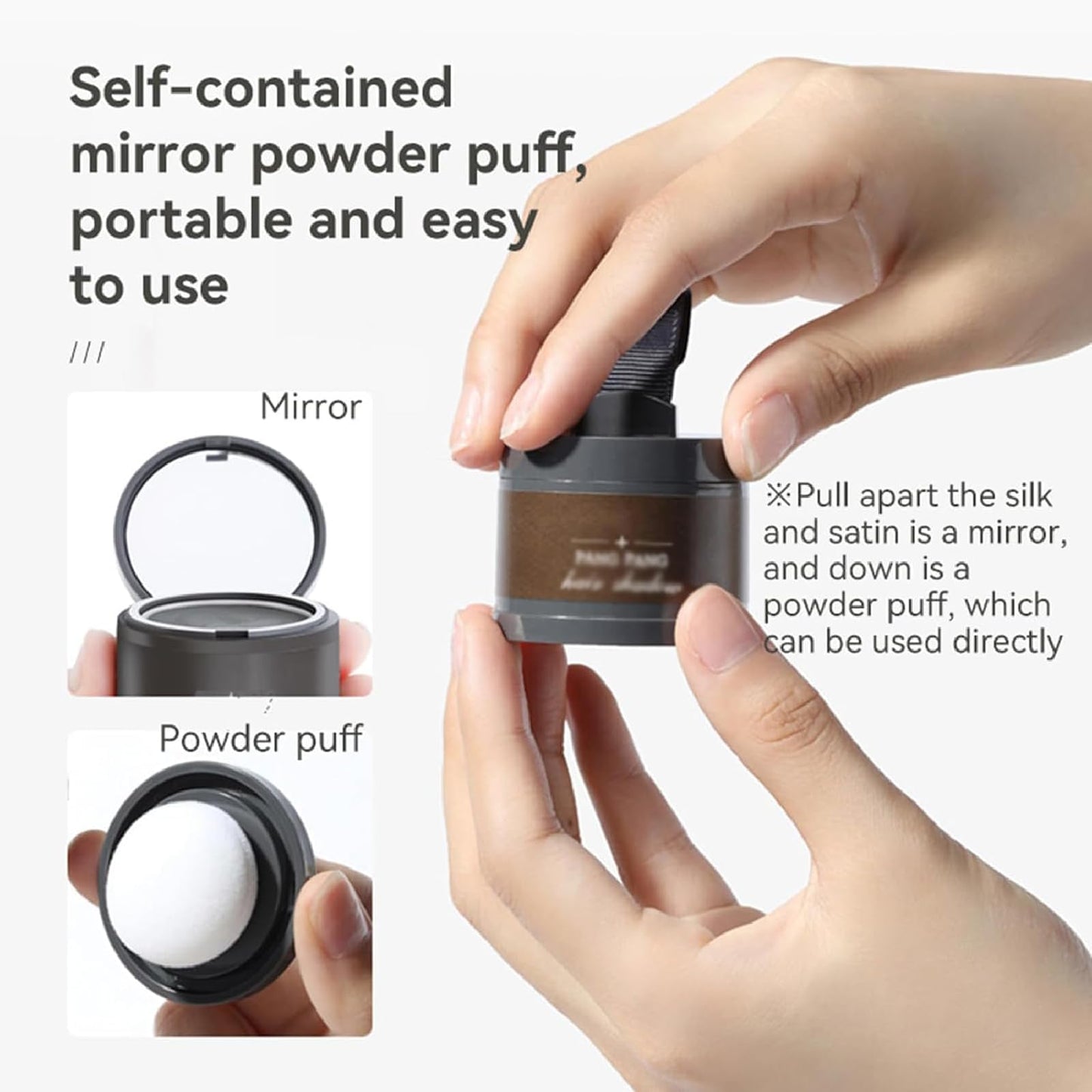 Hairbear, Hair Bear, Hair Filler Powder, Hairs Line Contour Shadow Powder, Enhanced Hairline Powders Instantly Conceals, Long Lasting Water Proof (Black)