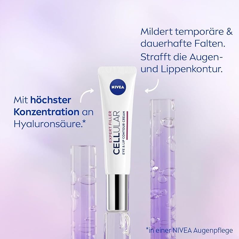 NIVEA Hyaluron Cellular Filler Anti-Age Eye Cream 2-Pack – 15 ml Each, Quick-Absorbing