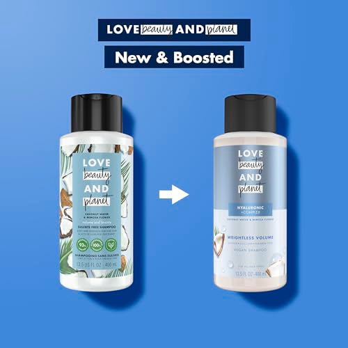 Love Beauty and Planet Weightless Volume Shampoo with Hylauronic acid Coconut Water & Mimosa Flower for Thin and Fine Hair 13.5 oz
