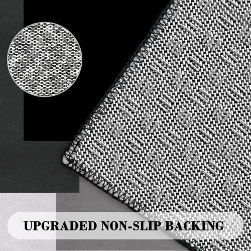 Grey 6x9 Area Rug for Living Room - Washable Geometric Black White