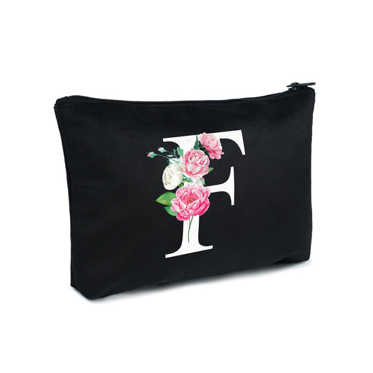 Makeup Bag Personalized Gifts for Women Monogram Flower Velvet Cosmetic bag for Birthday Gift Mom Friends Sister F