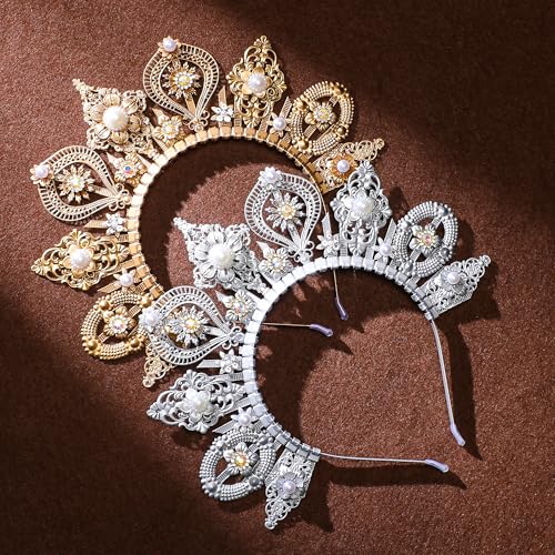 Gold Sun Goddess Halo Crown Headpiece - Boho Sunburst Goddess Tiara