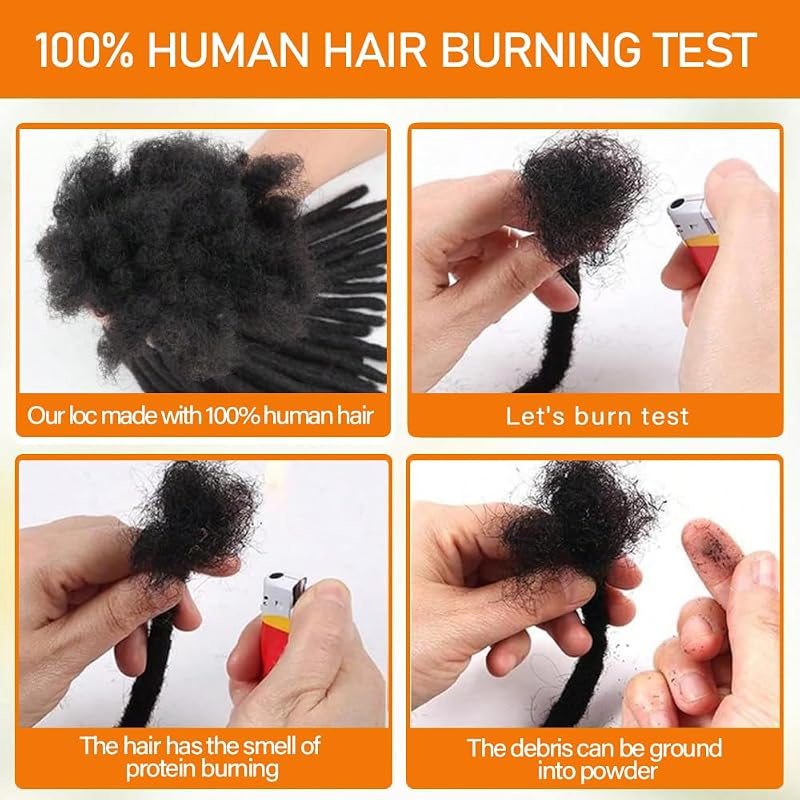 1B-0.4CM 8-Inch Dreadlock Extensions - 10 Strands Real Human Hair