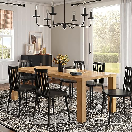 RUUGME 8x10 Black Washable Area Rug Vintage Style Non Slip Carpet for Living Room and Bedroom
