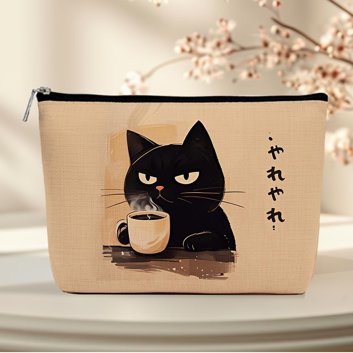 Cat Makeup Bag, Cat Gifts Cosmetic Bags, Aesthetic Design Canvas Zipper Organizer Pouch Cute Roomy Portable Toiletry Bag Cats Themed Gifts for Girls Women Travel Storage Accessories Cats