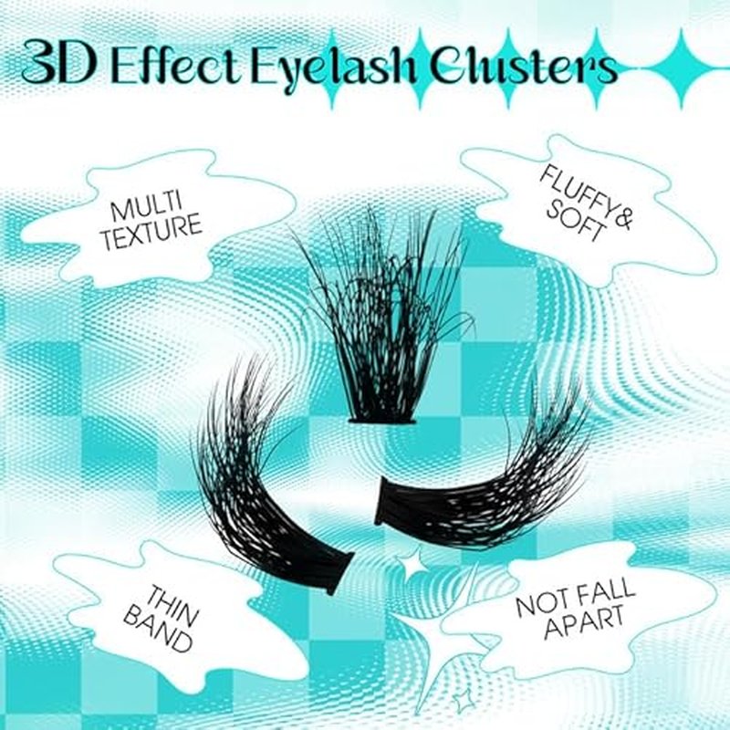 GEMERRY Lash Extension Kit Lash Clusters Kit 3D Effect DIY Lash Extension Kit with 280Pcs Fluffy Eyelash Clusters, Lash Bond and Seal and Tweezers DIY Lashes at Home(3D-100P-10-18mm)