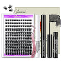 DIY Lash Extension Kit, Missicee Cluster Eyelash Extension Kit with Lash Bond & Seal, Applicator and Remover, 144 Pcs 0.10mm 56D 9-16mm Mixed Wide-stem Cluster Lash, Individual Lashes Kit at Home