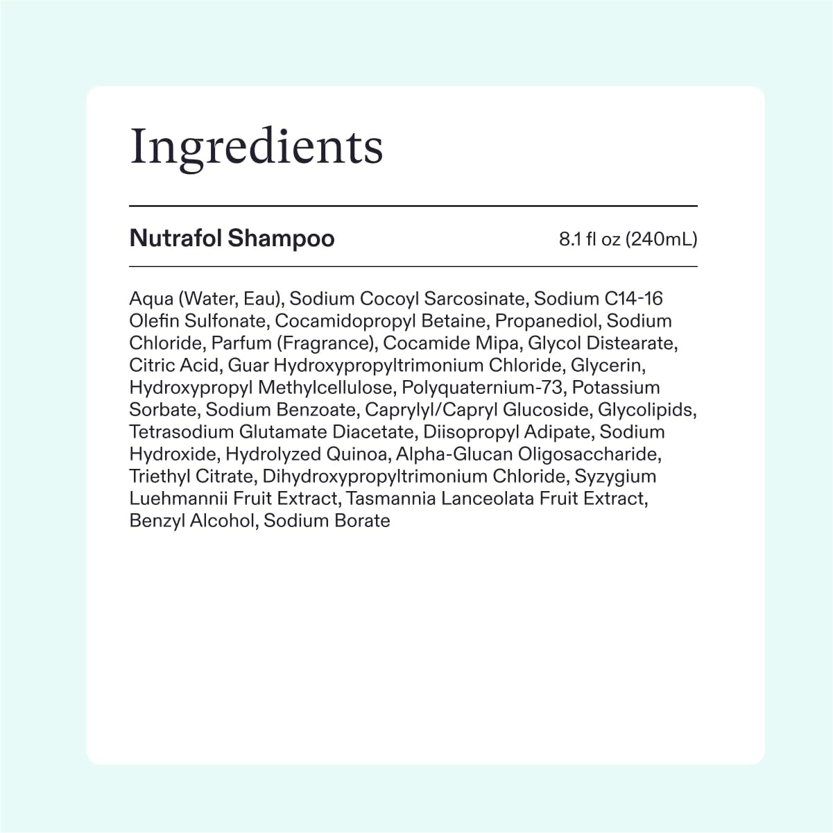 Nutrafol Shampoo, Cleanse and Hydrate Hair and Scalp, Improves Hair Volume, Strength and Texture, Physician-formulated for Thinning Hair, Color Safe, Sulfate Free - 8.1 Fl Oz Bottle