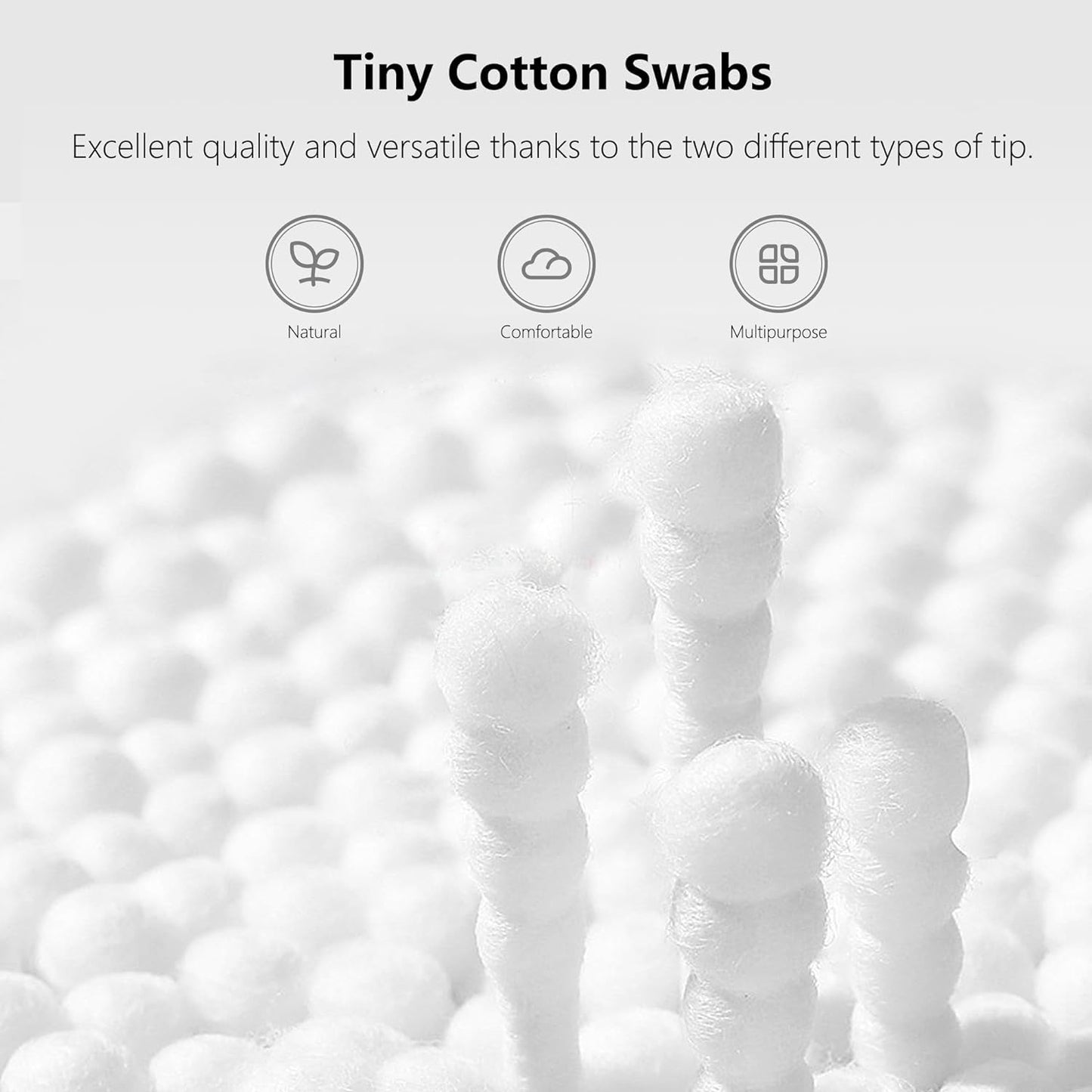 2500pcs Tiny Cotton Buds, with Round & Spiral, Suitable for Baby Ear Nose Clean,Cosmetics,Personal Hygiene