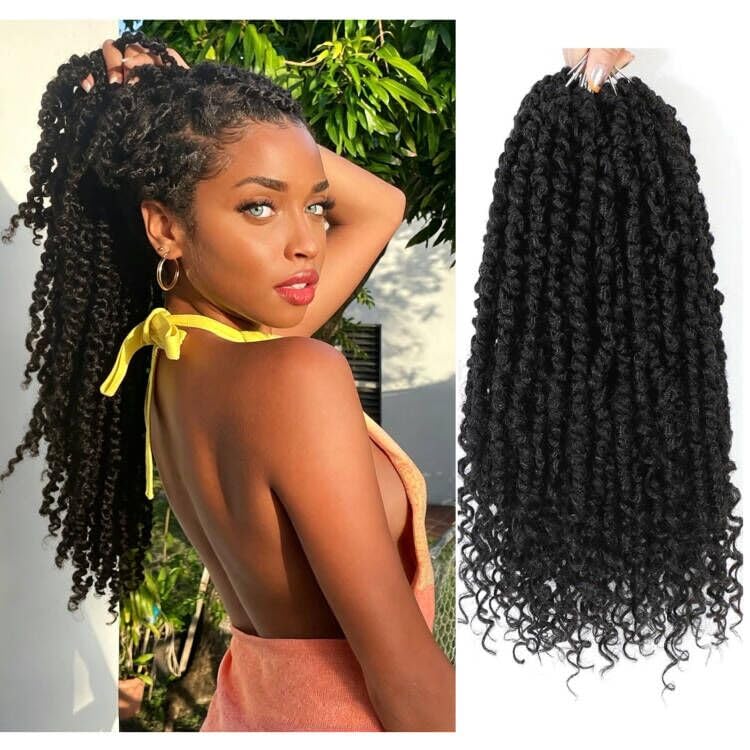Alicoco Passion Twist Crochet Hair Pre-Looped 16 Inch - 8 Packs, 1B Color