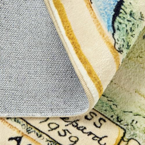 Estmy 6'x9' Green Nursery Rug - Washable Woodland Kids Play Mat for Bedroom & Playroom