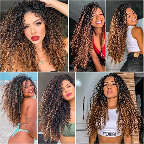 QRHSUKA 9 Packs Curly Crochet Hair 18 Inch GoGo Curl for Women - 1B/30/27