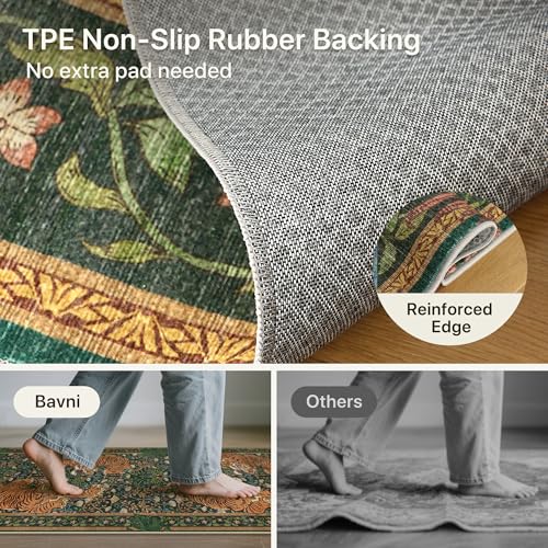 Green Tiger Print Washable Area Rug 6x9 Non Slip for Living Room & Bedroom