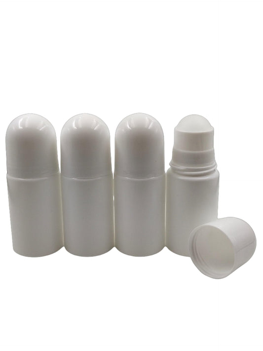 ZQDZYIE 4Packs 30mL/50mL Empty Roll-on Bottle Plastic with Removable Cap for Easy Refills for Homemade Deodorants Essential Oil Blends (50mL)