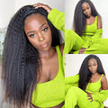 Vanmast 16 Inch Human Hair Headband Wig with 180% Density Kinky Straight Black for Black Women