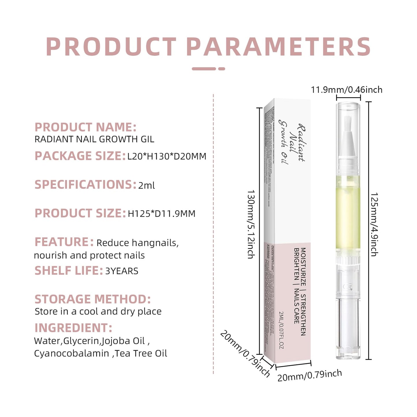 Nail Growth Oil Pen, Nail Strengthener and Hardener for Damaged, Brittle, Thin, Breaking Nails (2PC)