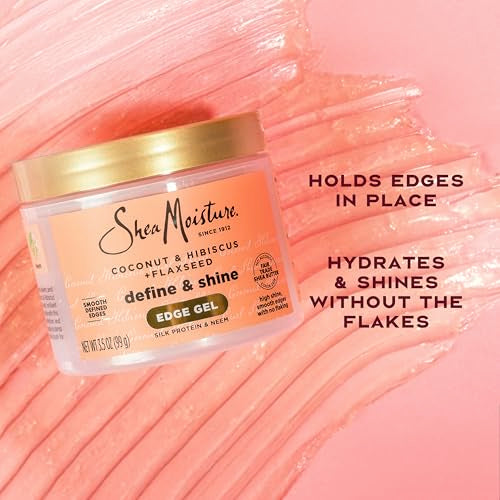 Shea Moisture Define & Shine Edge Gel + Flaxseed Coconut & Hibiscus Holds and Controls Edges All Day Infused With Glycerin, Coconut Oil and an Invigorating Sweet Scent Paraben-Free Hair 3.5 OZ