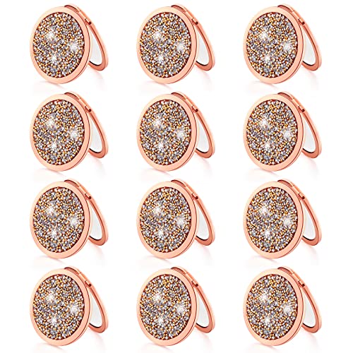 12-Pack Vintage Rose Gold Compact Mirrors for Bridesmaid Gifts - Pocket & Double Lens