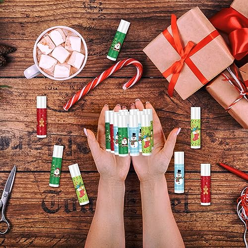 Sosation Holiday Christmas Lip Balm Bulk Jasmine Flavored Christmas Gifts Stuffer Moisturizing Lip Balms Stocking Gift, Lip Care, Christmas Party Supplies(40 Pcs)