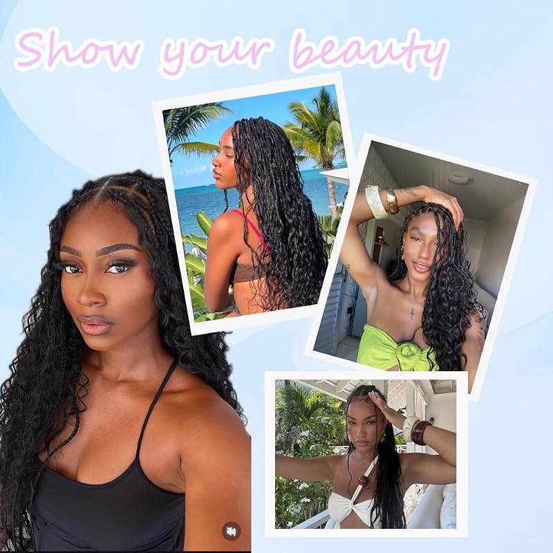 18 Inch Virgin Human Hair Bundles Water Wave 110g 2 Bundles No Weft Boho Braiding Hair Natural Color - variation: natural black+18