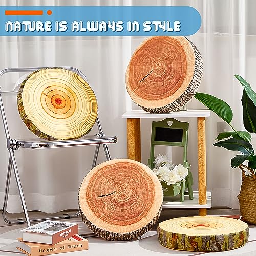 16 Pcs Tree Stump Floor Cushions - Decorative Round Wooden Stool Pillows for Kids & Home