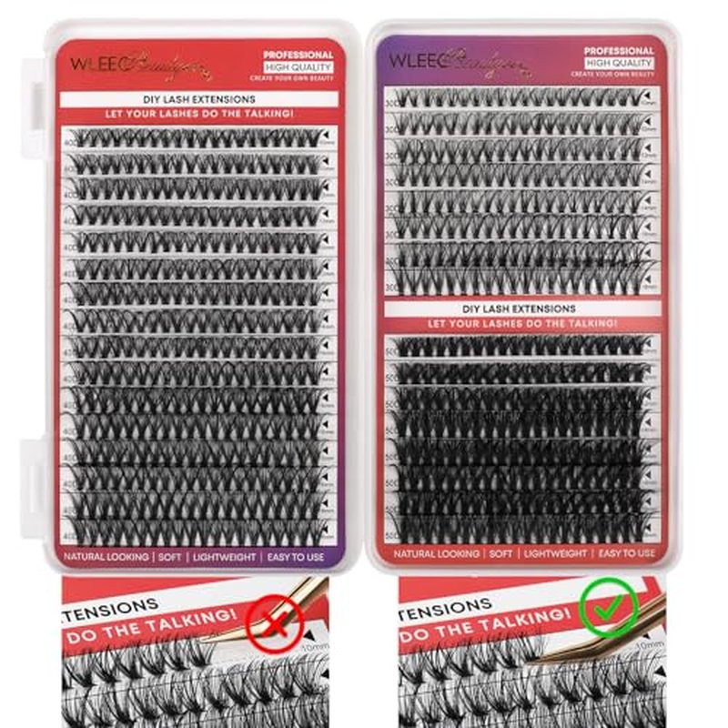640PCS Lash Clusters 30D 40D 50D DIY Lash Extensions Kit with Lash Bond and Seal, Lash Remover and Lashes Tweezers, 10-18mm Individual Lashes D Curl DIY Lash Extension at Home