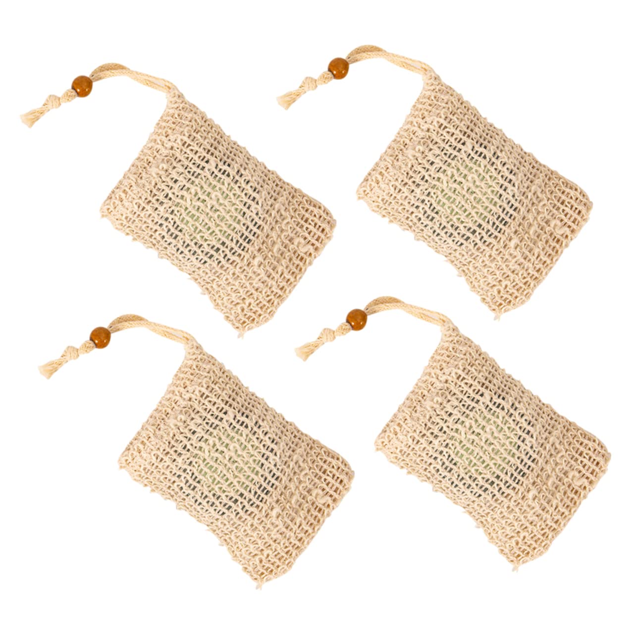 Beatifufu 4 Pcs Drawstring Soap Foaming Bags Multipurpose Net Bags for Bar Soap African Net Sponge Design for Exfoliating and Foamingbathroom and Shower