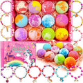 Unicorn Bath Bombs for Girls with Surprise Jewelry - Kids Organic Scented Bath Bombs Set - Birthday Gift, Toddler & Kids Ages 3-8, 12 Pack